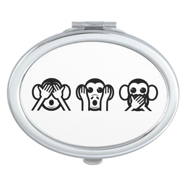 3 Wise Monkeys Emoji Makeup Mirror (Front)