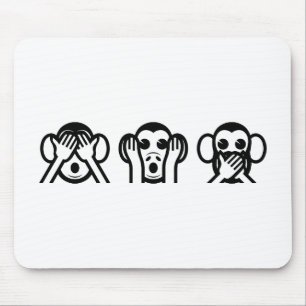 3 Wise Monkeys Emoji Mouse Pad