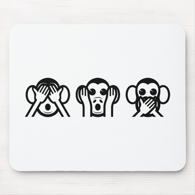 3 Wise Monkeys Emoji Mouse Pad (Front)