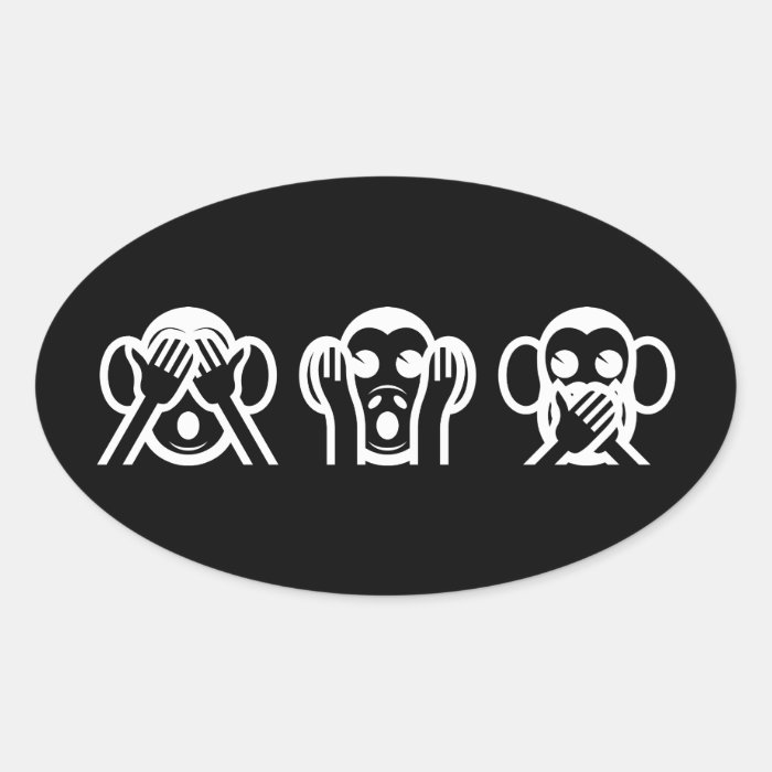 3 Wise Monkeys Emoji Oval Sticker