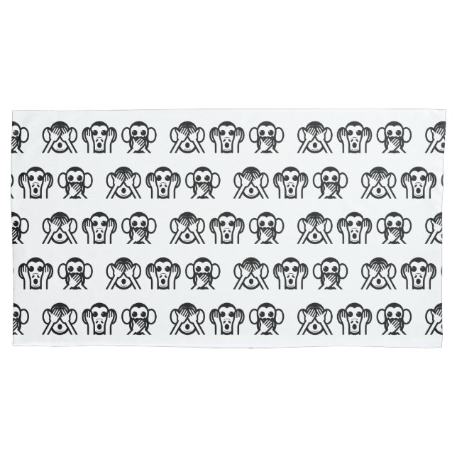 3 Wise Monkeys Emoji Pillow Case (Front-Left)