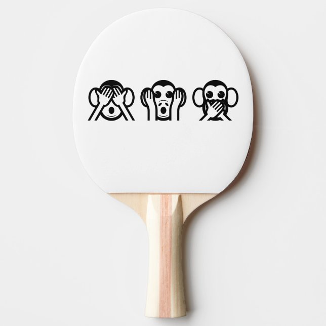 3 Wise Monkeys Emoji Ping-Pong Paddle (Front)