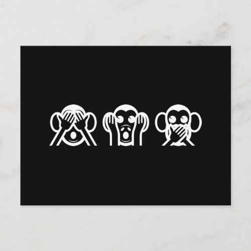 3 Wise Monkeys Emoji Postcard