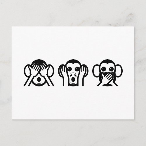 3 Wise Monkeys Emoji Postcard