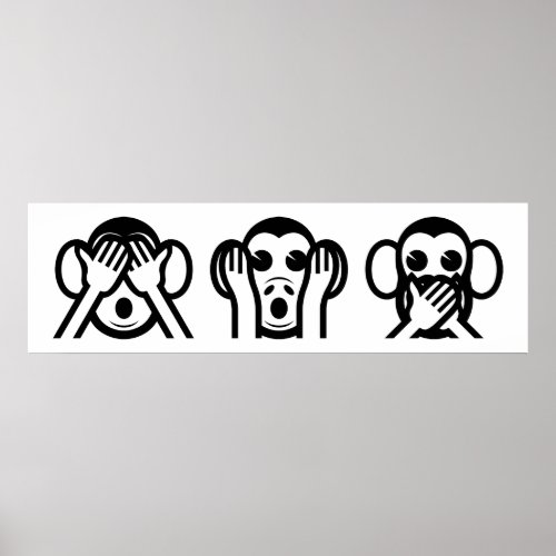 3 Wise Monkeys Emoji Poster
