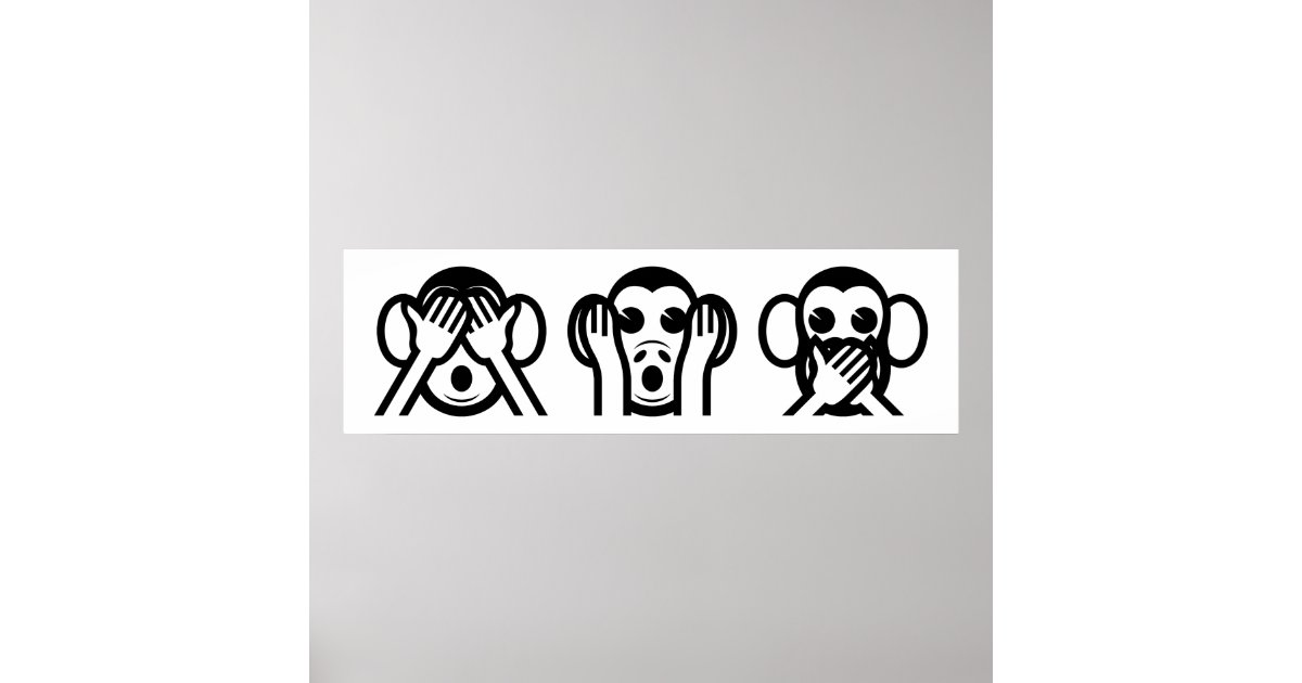 3 Wise Monkeys Emoji Poster Zazzle Com