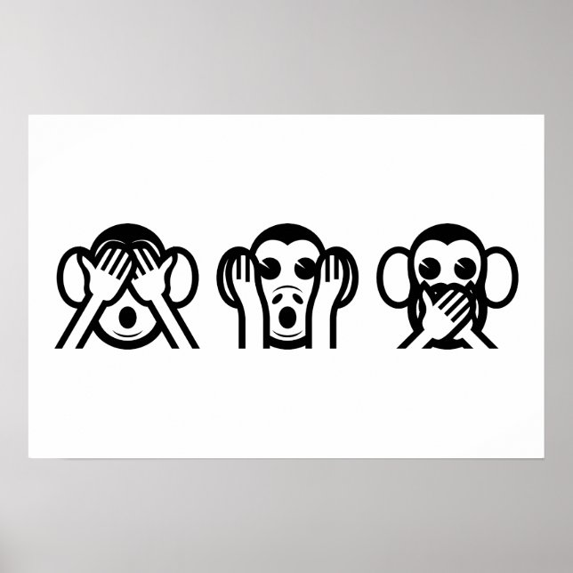 3 Wise Monkeys Emoji Poster (Front)