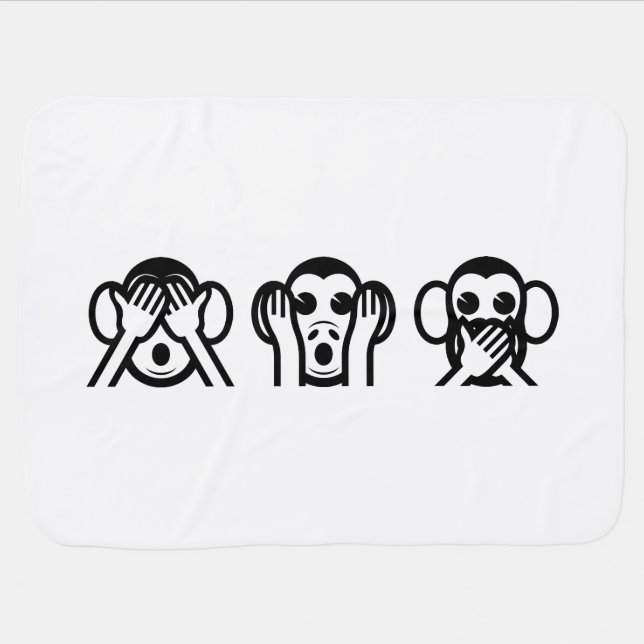 3 Wise Monkeys Emoji Receiving Blanket (Horizontal)
