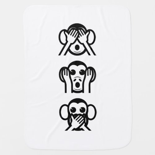 3 Wise Monkeys Emoji Receiving Blanket