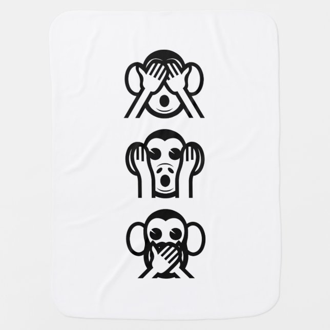 3 Wise Monkeys Emoji Receiving Blanket (Front)
