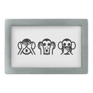 3 Wise Monkeys Emoji Rectangular Belt Buckle