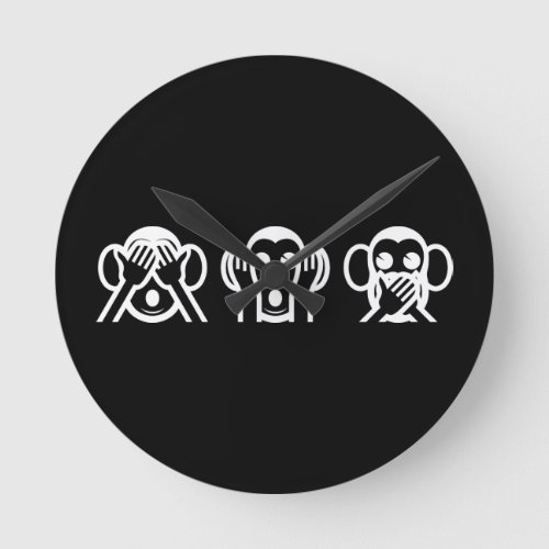 3 Wise Monkeys Emoji Round Clock