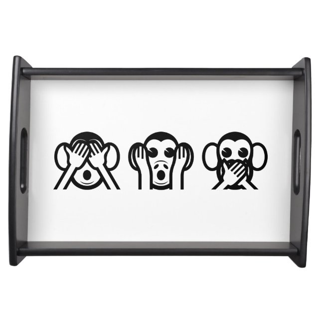 3 Wise Monkeys Emoji Serving Tray (Front)