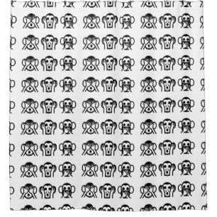 3 Wise Monkeys Emoji Shower Curtain