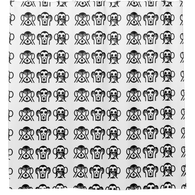 3 Wise Monkeys Emoji Shower Curtain (Front)