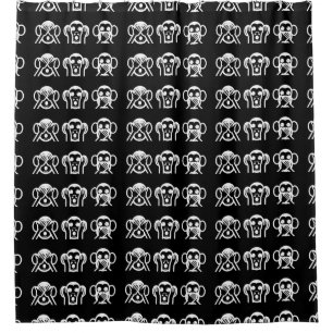 3 Wise Monkeys Emoji Shower Curtain