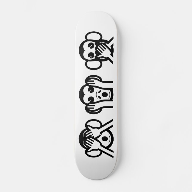 3 Wise Monkeys Emoji Skateboard Deck (Front)