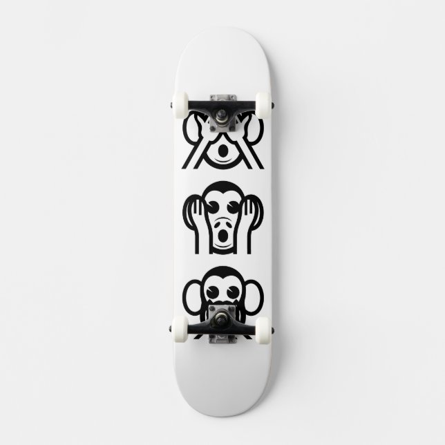 3 Wise Monkeys Emoji Skateboard Deck (Front)