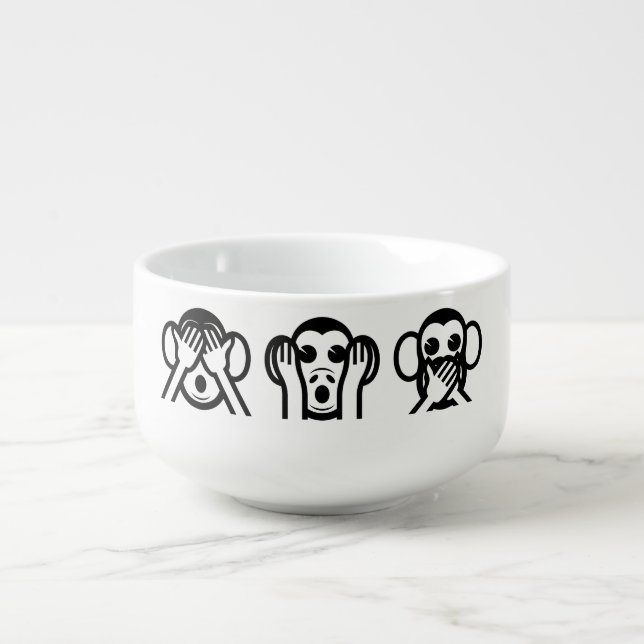 3 Wise Monkeys Emoji Soup Mug (Front)