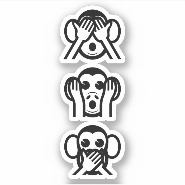 3 Wise Monkeys Emoji Sticker (Front)