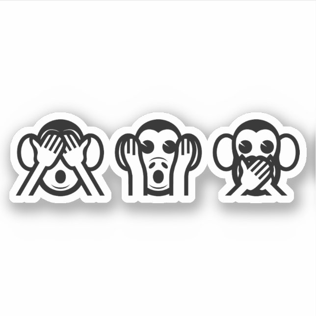 3 Wise Monkeys Emoji Sticker (Front)
