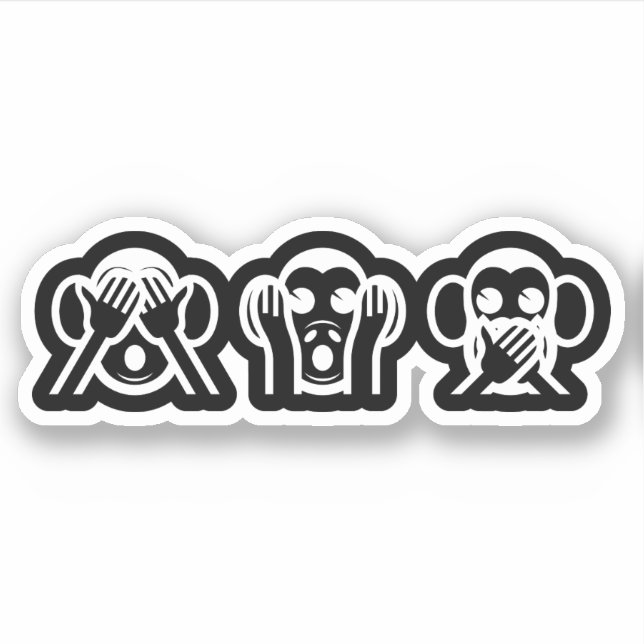 3 Wise Monkeys Emoji Sticker (Front)