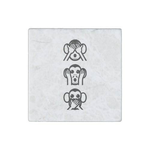 3 Wise Monkeys Emoji Stone Magnet