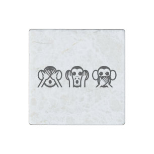 3 Wise Monkeys Emoji Stone Magnet