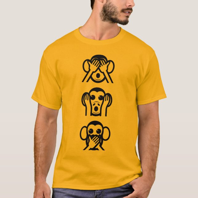 3 Wise Monkeys Emoji T-Shirt (Front)