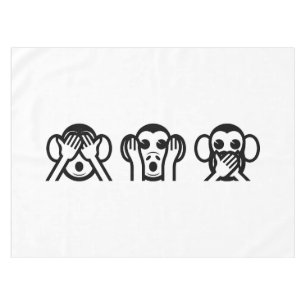 3 Wise Monkeys Emoji Tablecloth