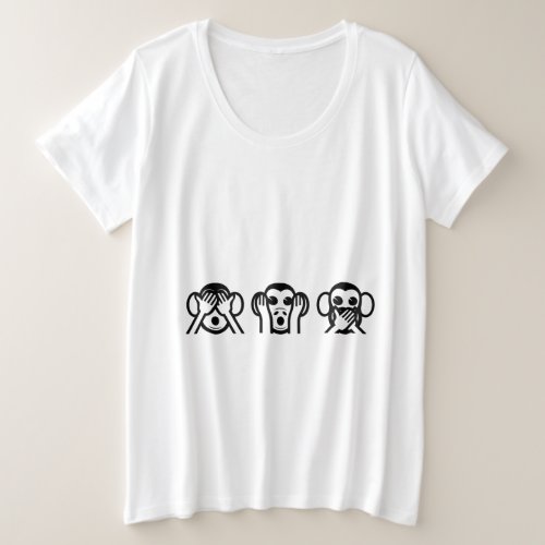 3 Wise Monkeys Emoji Triplets Plus Size T_Shirt