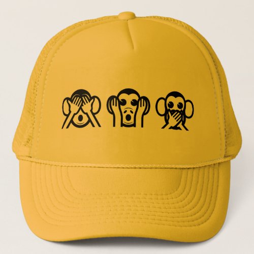 3 Wise Monkeys Emoji Trucker Hat