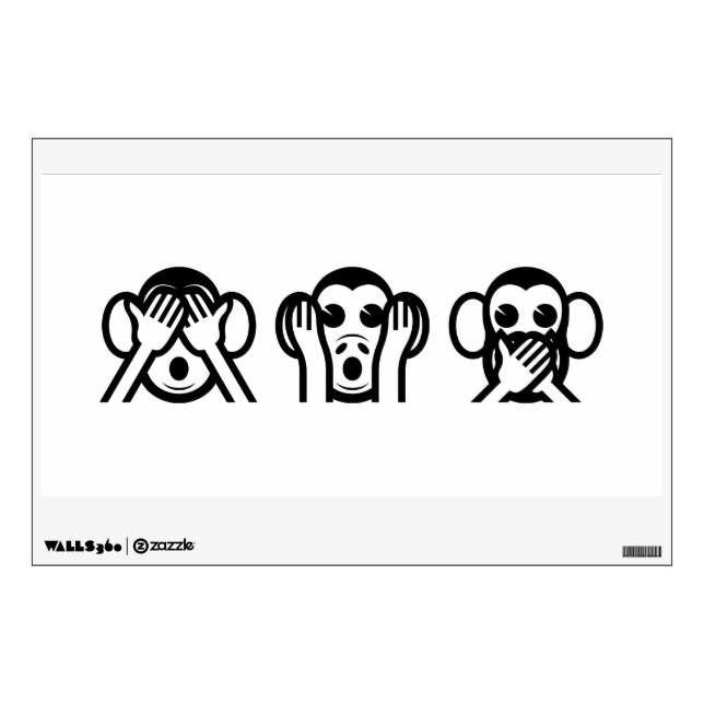 3 Wise Monkeys Emoji Wall Decal (Front)