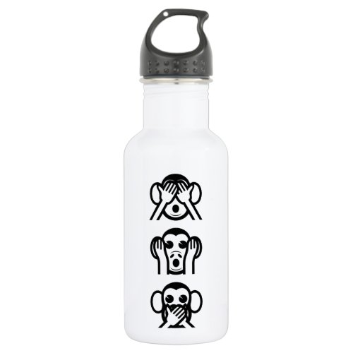 3 Wise Monkeys Emoji Water Bottle