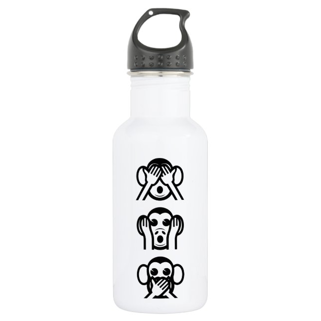 3 Wise Monkeys Emoji Water Bottle (Front)