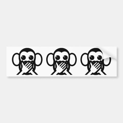 3 Wise Monkeys Iwazaru 言わざる Speak NO Evil Emoji Bumper Sticker