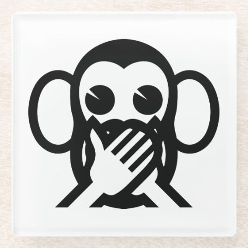3 Wise Monkeys Iwazaru 言わざる Speak NO Evil Emoji Glass Coaster