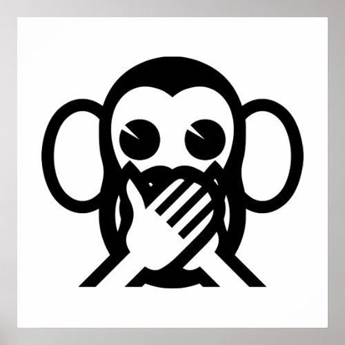 3 Wise Monkeys Iwazaru 言わざる Speak NO Evil Emoji Poster