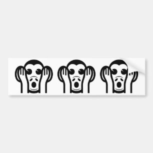3 Wise Monkeys Kikazaru 聞かざる Hear NO Evil Emoji Bumper Sticker