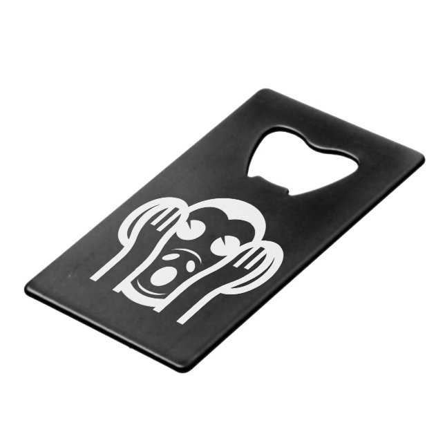 3 Wise Monkeys Kikazaru 聞かざる Hear NO Evil Emoji Credit Card Bottle Opener (Front Angled)