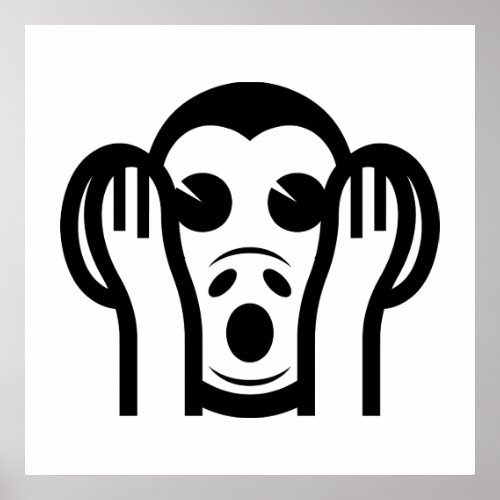 3 Wise Monkeys Kikazaru 聞かざる Hear NO Evil Emoji Poster