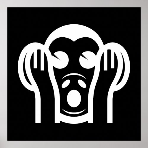 3 Wise Monkeys Kikazaru 聞かざる Hear NO Evil Emoji Poster