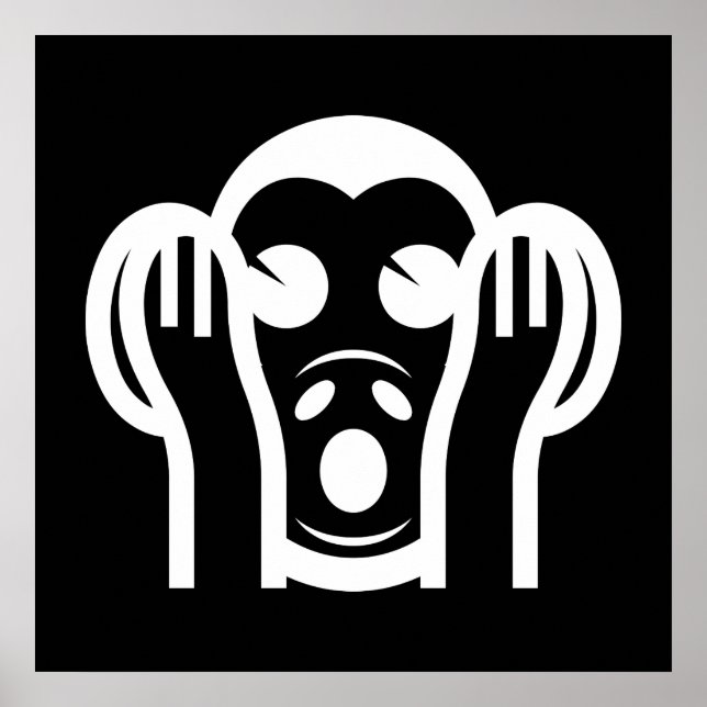 3 Wise Monkeys Kikazaru 聞かざる Hear NO Evil Emoji Poster (Front)