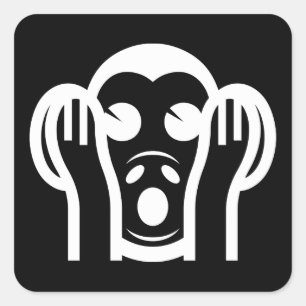 3 Wise Monkeys Kikazaru 聞かざる Hear NO Evil Emoji Square Sticker