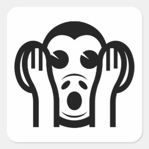 3 Wise Monkeys Kikazaru 聞かざる Hear NO Evil Emoji Square Sticker
