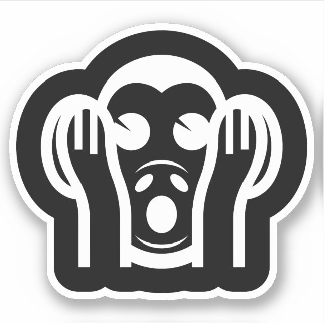 3 Wise Monkeys Kikazaru 聞かざる Hear NO Evil Emoji Sticker (Front)