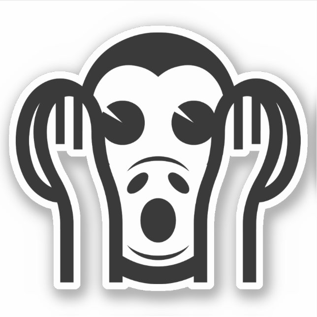 3 Wise Monkeys Kikazaru 聞かざる Hear NO Evil Emoji Sticker (Front)