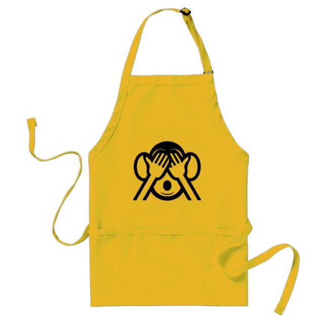 3 Wise Monkeys Mizaru 見ざる See NO Evil Emoji Adult Apron (Front)