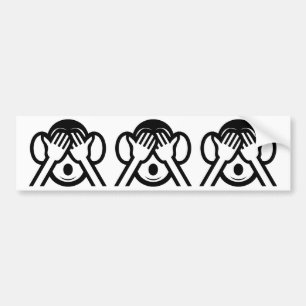 3 Wise Monkeys Mizaru 見ざる See NO Evil Emoji Bumper Sticker