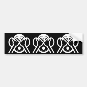 3 Wise Monkeys Mizaru 見ざる See NO Evil Emoji Bumper Sticker